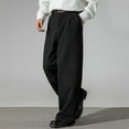 thumbnail image 5 of FINALGANG Mens Solid Color Textured Wide Leg Pants High Waisted Pleated Loose Fit Casual Trousers For Business Casual Daily Wear Fashionable Bottoms, 5 of 9