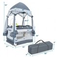 4 in 1 Portable Baby Playpen Crib Cradle with Extended Canopy, Baby