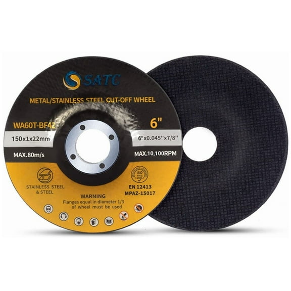 S SATC 50 Pack 6-Inch Depressed Center Abrasive Metal & Stainless Steel Cutting Discs