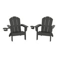 thumbnail image 3 of WestinTrends Malibu Kids Outdoor HDPE Plastic Adirondack Patio Chairs with Cup Holders (Set of 2), Gray, 3 of 14