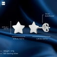 thumbnail image 5 of Amberta Women 925 Sterling Silver Celestial Stud Earrings: Flat Star Stud Earrings, 5 of 6