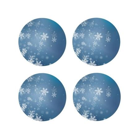 

Honeii Snowflakes1 Print Leather Coaster Set of 4 Ideal for Safeguarding Your Furniture from Drinks Spills and Effortless Cleanup-Round Shape