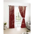 thumbnail image 3 of Red Christmas Blackout Curtains for Bedroom/Living Room, Thermal Insulated Kitchen Curtains, Botanical Snowflake Xmas Vintage Grommet Darkening Window Treatment Drapes 52"x63"x2, 3 of 8
