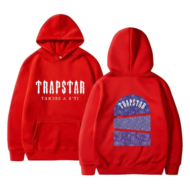 Hauts pour Femmes Trapstar Chandails à Capuchon pour Femmes Chandails Graphiques à Manches Longues Amples Trapstar Chandails à Enfiler Style Rue Hip-hop Chandails pour Femmes Chemises (Rouge, G)