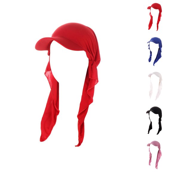 Peaked Chemo Cap for Women Summer Sun Hat with Scarfs Lightweight Pre Tied Headwraps