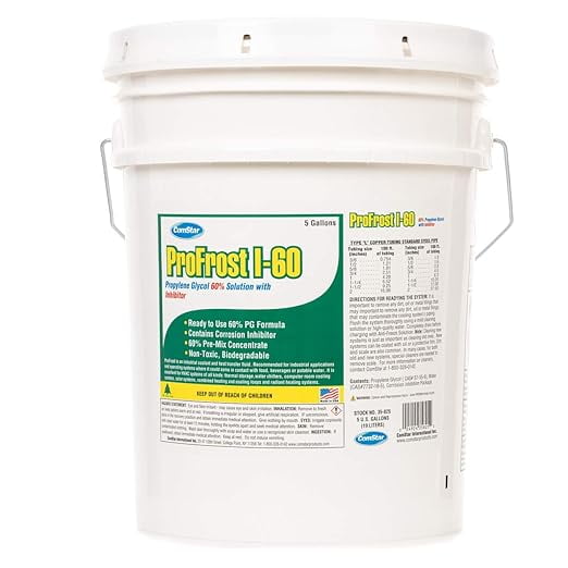 ComStar ProFrost I-60, Propylene Glycol Heat Transfer Fluid Anti-Freeze With Inhibitor, Prediluted To 60%, Ready To Use Formula, 60% Propylene Glycol, Made In USA, 5 Gallon (35-825)