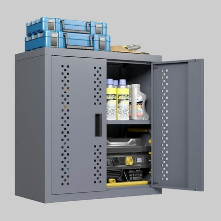 Wall-Mounted Metal Storage Cabinet in Gray, 13.77" High Versatile Tool Organizer for Garages and Kitchens