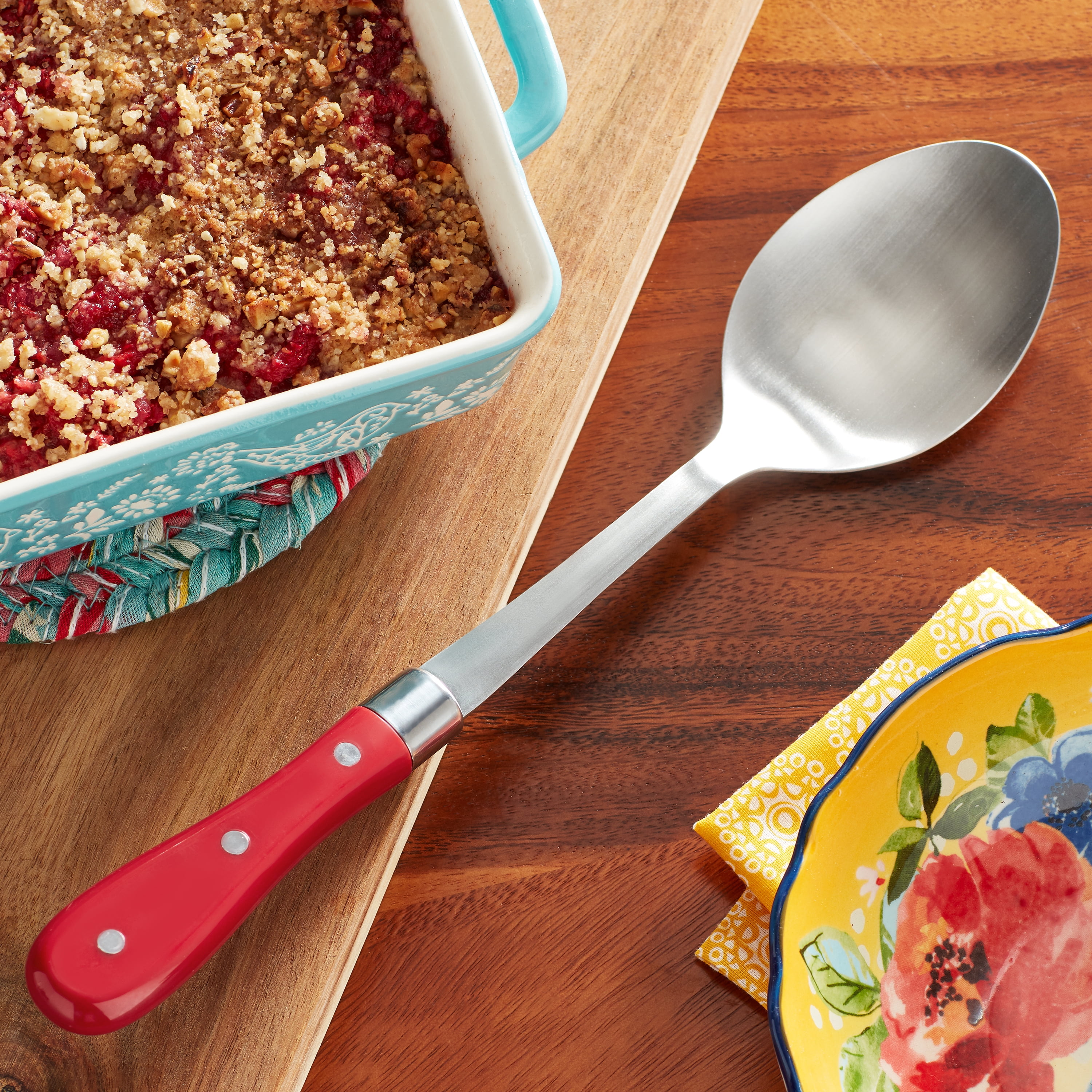 The Pioneer Woman Frontier Collection Stainless Steel Basting Spoon, Red