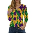 thumbnail image 2 of Turilly Women's Fashion Printed 3/4 Sleeve Blouse V-Neck Casual Buttons Tops, 2 of 5