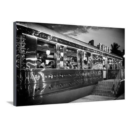 Miami South Beach and Art Deco - Diner Restaurant - Florida - USA Stretched Canvas Print Wall Art By Philippe (Best Peruvian Restaurant In Miami)