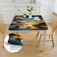thumbnail image 2 of WYYP Sunset Beach Boat Square Tablecloth with Elastic Edge 100% Polyester Fiber 36*36, 2 of 8