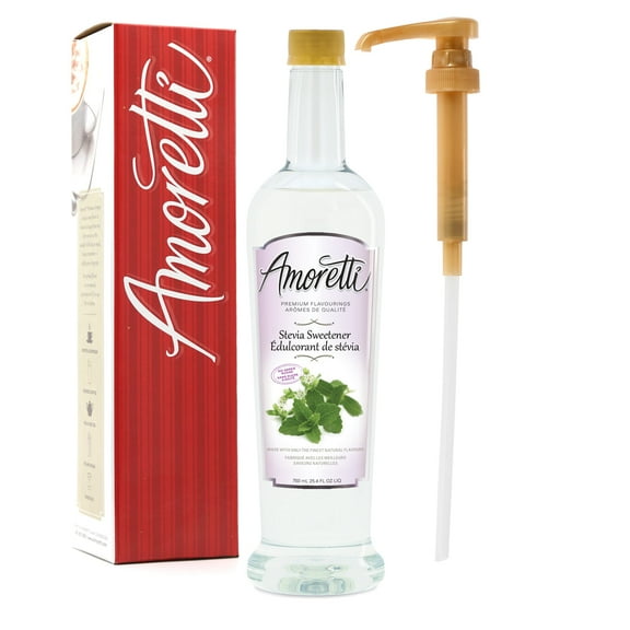Amoretti - Natural Sugar Free Sweetener, 94 Servings Per Bottle (750 ml), with Pump for Flavoring Coffees, Cocktails, and other Beverages, Gluten Free, GMO/GEO Free, Preservative Free