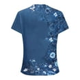 thumbnail image 4 of GaThRRgYP Womens Blouses Plus Size,Women's New Short Sleeve Round Neck Cover Casual Pleated Tunic Top Curved Hem Printed Fashion Top Dark Blue XXL, 4 of 6