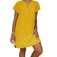 thumbnail image 2 of Robes Grande Taille Femmes Formelles Grande Taille Été T-Shirt Robes Simple Débardeur Col en V Manches Courtes Robe Grande Taille Robe de Bal Jaune TTG, 2 of 6