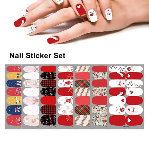 D-GROEE Christmas Nail Art Decals Xmas 2D Nail Self-Adhesive Stickers ...