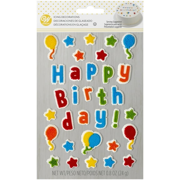 Wilton Happy Birthday Icing Decorations, 0.8 oz.
