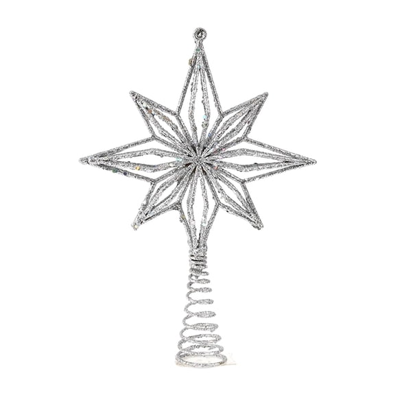 6.3 Inch Bethlehem Glitter Star Christmas Tree Topper, Lightweight Christmas Star Hollow Treetop, Rustic Tree Toppers Christmas Decorations, Christmas Tree Topper for 3-6 ft Trees 1Pc,Silver