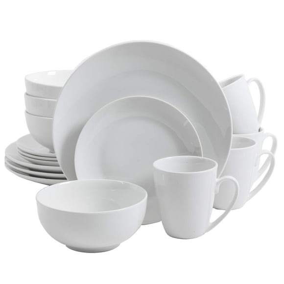 Juego de vajilla Gibson Home Zen Buffet de porcelana, 16 piezas, blanco