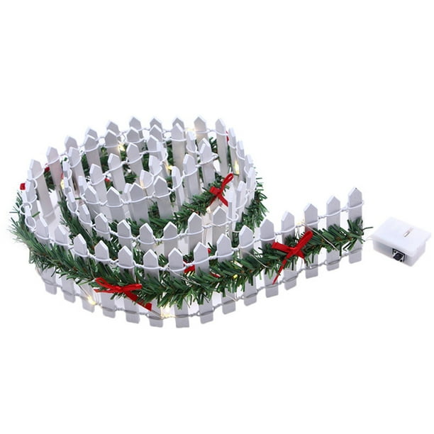 Naiovety Paneles mágicos en miniatura, árbol, pueblo vacacional, paisaje, jardín, LED, mini árbol, cerca, cerca, cerca hecha a mano con Kits de decoración para fiestas blanco