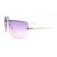 thumbnail image 3 of Rimless Oversized Curved Oceanic Lens Leopard Jewel Arm Sunglasses Gold - Purple Pink, 3 of 4
