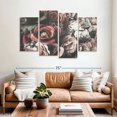 thumbnail image 2 of Elephant Stock Faux Roses Wall Art - Horizontal Multi Panel Canvas - Living Room Wall Decor - Floral And Botanical Multi Panel - Red And Beige Decor - 68" x 42", 2 of 4