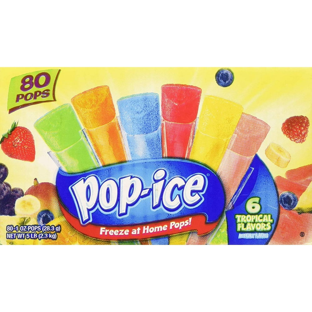 Pop Ice Freezer Pops Fat Free Ice Pops Tropical Flavors 80 1 Oz 