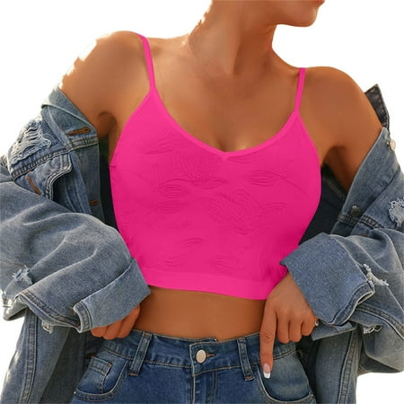 Chuancc Womens Underwear Woman Bra Gathered Shockproof Tube Top Wide Shoulder Strap Vest Back Underwear Anti Sagging Bra Bra for Women Clearance Hot Pink M