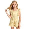 thumbnail image 2 of Vrotazzy Girls Striped Sleeveless Romper With Ruffle for Summerplaytime Cute Square Neck Jumpsuit with Pockets and Elastic Fit Girls Romper Outfit for Everyday Adventures, 2 of 4
