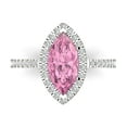 thumbnail image 2 of 2.38ct marquise cut pink Zircon 14k white gold halo Bridal Wedding Engagement Promise Anniversary Ring for Women size 3.75, 2 of 7