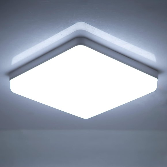 SILAMPDI Lámpara de Techo Cuadrada Blanca 30cm, 48W 6500K Para Interior de Casas - LED Para Cocina, Sala, Baño