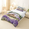 thumbnail image 2 of Castle Fairy Watercolor Camper Twin Comforter Sets 3-Piece for Kids, Lavender Print Bedding Set for Bedroom, Purple White, 2 of 6
