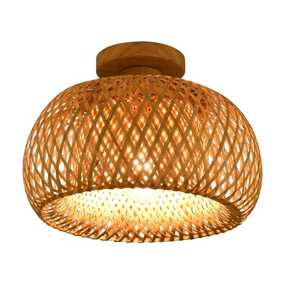 ChicHomey Vintage Pendant Light Wicker Rattan Shade Ceiling Lamp Bamboo Hanging Fixture