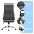 thumbnail image 5 of Ribbed Office Chair - PU Leather Desk Chair Adjustable Swivel Task Chair with Armrests - Black, High Back for Home & Office, 5 of 7