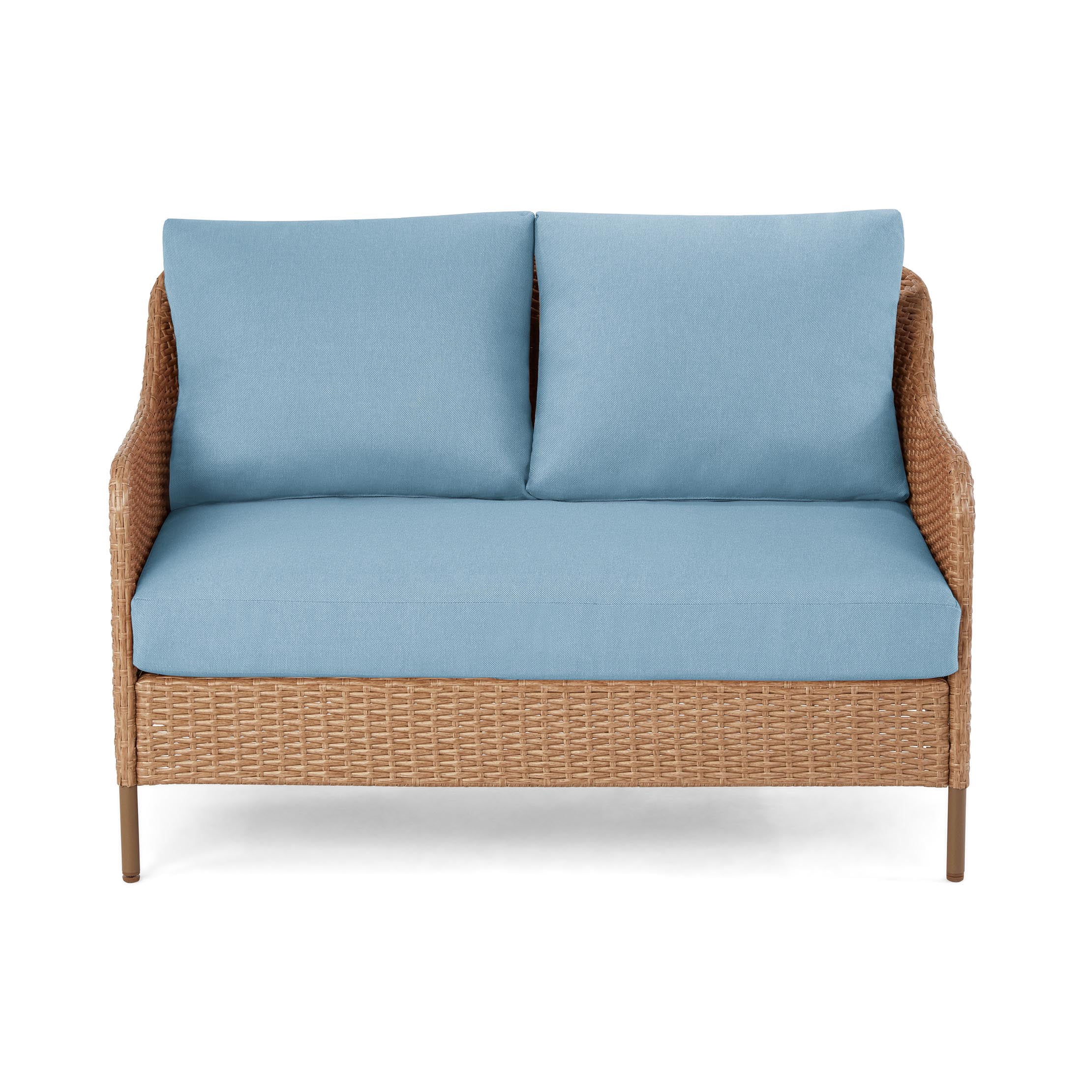 Mainstays Chelsea Outdoor Patio Steel 4-Pieces Deeping Seating Set with Blue Cushions