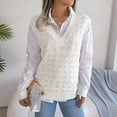 thumbnail image 4 of UJNDER Womens V Neck Sleeveless Knitted Vest College Style Pullover Sweater Sweater Vest White L, 4 of 6