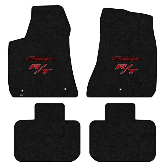 Lloyd Mats LogoMat Custom-Fit 4PC Carpet Floor Mats for 2011-2023 Dodge Charger RWD, Charcoal