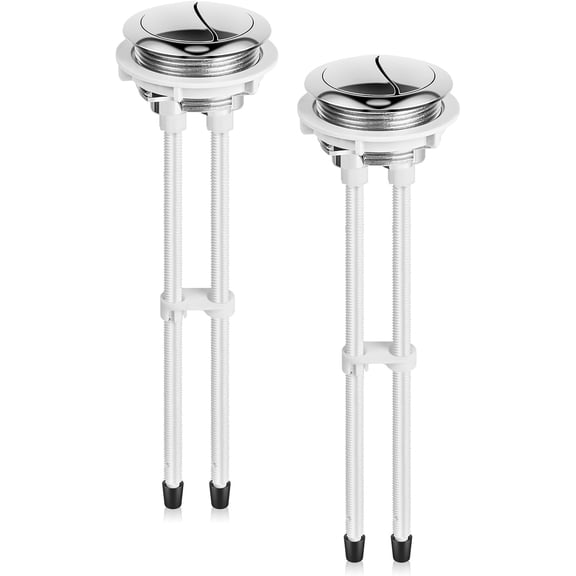 2 Pack Dual Flush Toilet Push Button Replacement, 48mm/1.89 inch Toilet Tank Button, Adjustable Chrome Top Mount Kit, Fits Glacier Bay, Compatible with TOTO, KOHLER, American Standard, WaterRidge