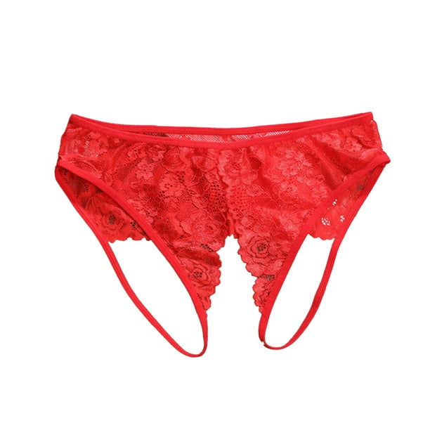 nsendm Female Underpants Adult Panties Seamless Women Sexy Lace Briefs  Hollow Out Panties Crochet Lace Up Panty Thongs G Seamless Underwear  Women(Red