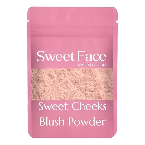 Blush Powder Refill (Sweet Cheeks) (8 Ounce Bag) By Sweet Face Minerals, Lightweight Mineral Loose Makeup Powder with SPF 20, Full Coverage Flawless Finish, Talc-free, Cruelty-Free, Refillable Pouch