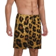 thumbnail image 2 of Tideii Golden Leopard Glitter Print Men's Short Pajama Pants, Elastic Pocket Summer Pajama Pants Sleepwear, Lounge Pants-Small, 2 of 6