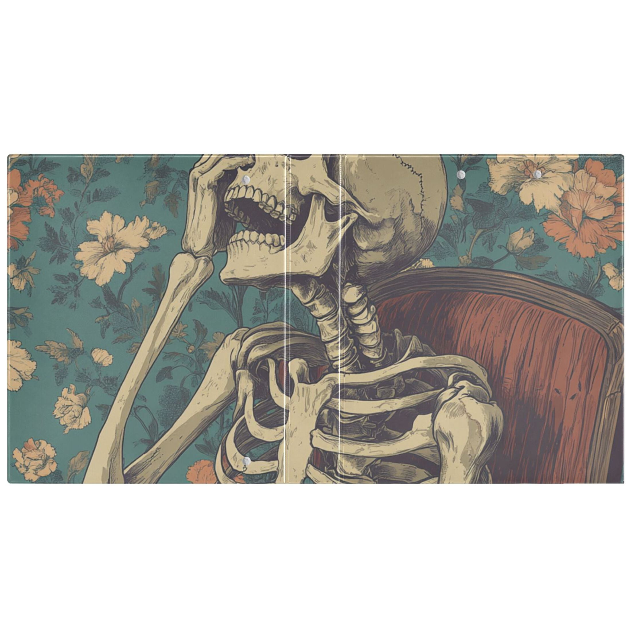 Skeleton on Chair 3 Ring Binders 1.5 inch Hardcover File Folders with Interior Pockets A4 Size Organizer for School Office Hospital