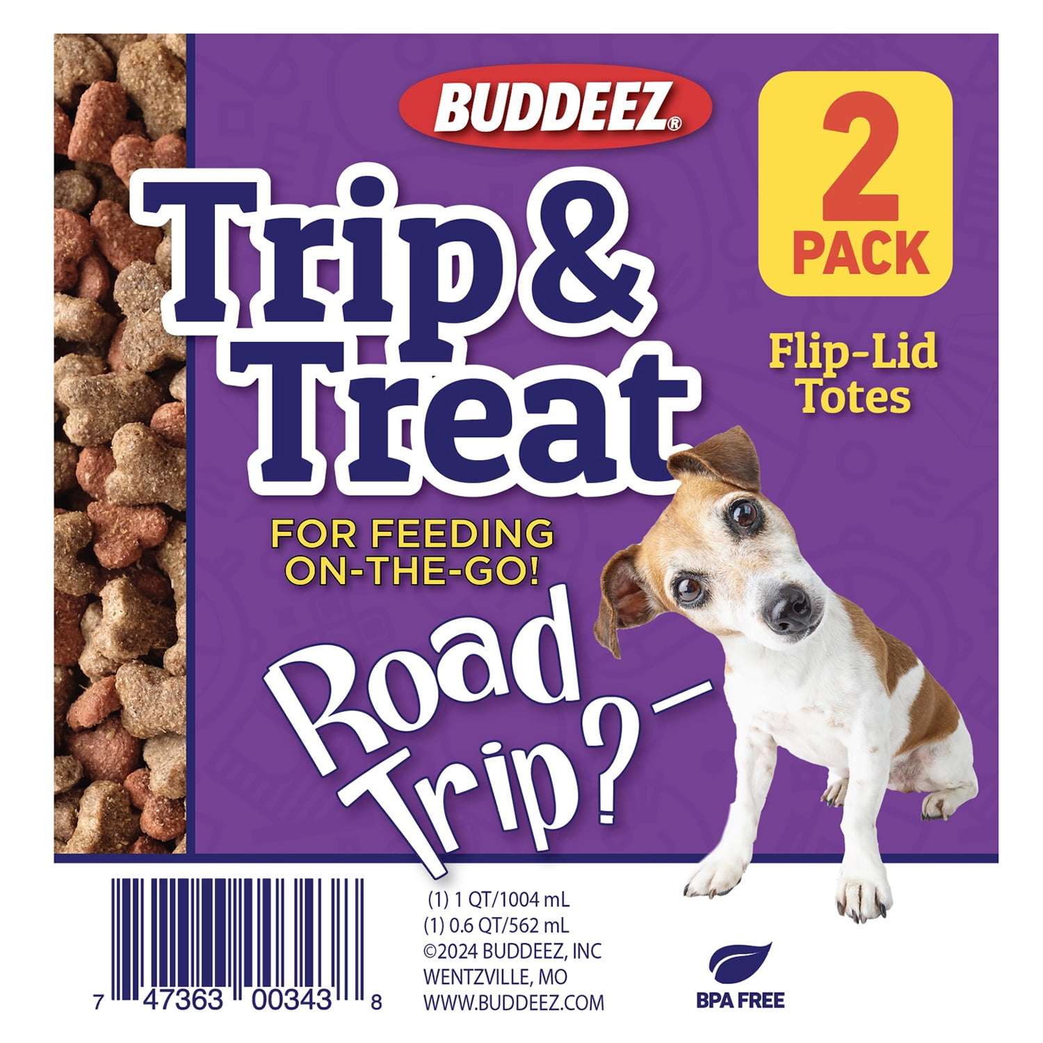 Buddeez Trip and Treat Flip-Lid Totes Storage for Dogs, Cats and All Pets