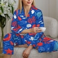 thumbnail image 6 of Honeii Nautical Animals print Women's Pajama Sets Long Sleeve Button Down Sleepwear Nightwear Soft Pjs Lounge Sets-Medium, 6 of 7