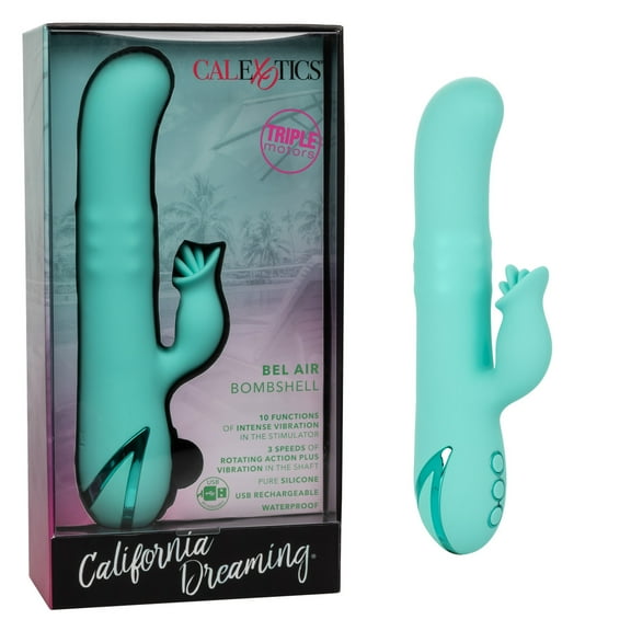California Dreaming Bel Air Bombshell Rabbit Vibrator, Blue