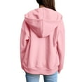 thumbnail image 3 of Women's Hoodies And Sweatshirts Stylish Solid Zip Up Jacket  Wear Long Sleeve Coat Womens Snap Front Hooded Lady Lightweight Sweatshirt Half Sleeve Sweater Women Peach Color Womens Sweater, 3 of 5