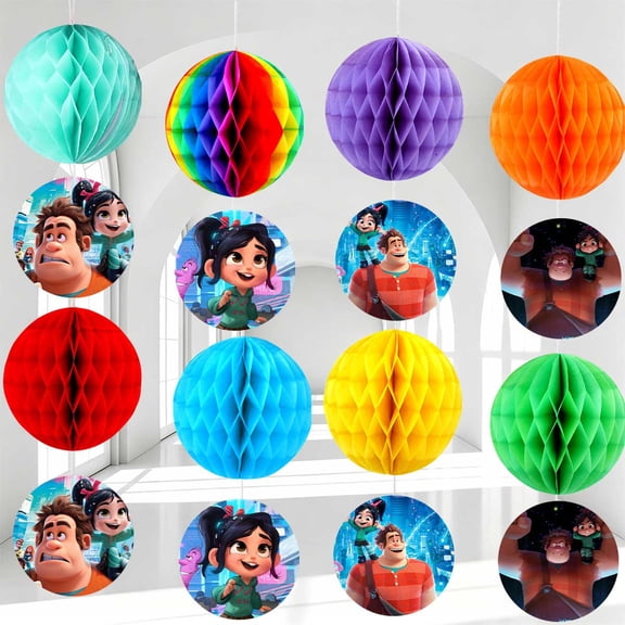Party Decorations Wreck Birthday It Ralph Hanging Decor Honeycomb Swirls Lanterns Pompoms Supplies Fans