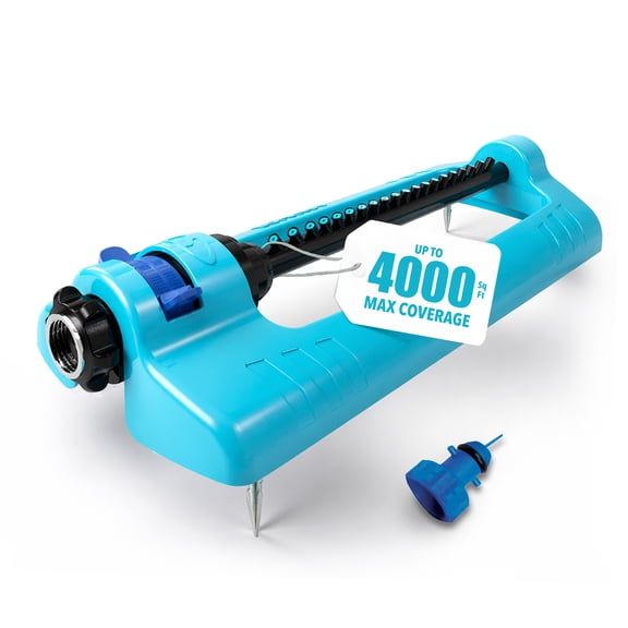 Aqua Joe Oscillating Sprinkler with Ground Spike, Adjustable Spray, 4400 Sq. Ft. Coverage