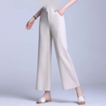 thumbnail image 1 of Pantalones casuales holgados de cintura alta y pierna recta Pantalones cortos para mujer Pantalones de lino tencel cómodos para mujer, 1 of 4