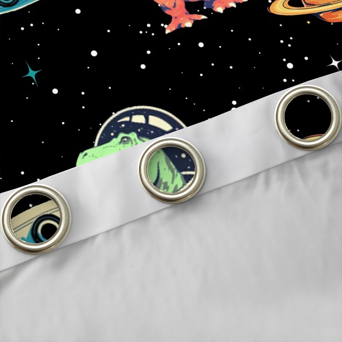 Feelyou Kawaii Dinosaur Kids Curtains Pack of 2 (42x84 Each), Mystic Outer Space Curtains Blackout, Stars Rocket Planet Bedroom Curtains, Black Out Curtains Decor
