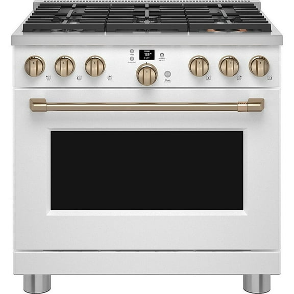 Cafe Cgy366p 36" Wide All-Gas Professional Range - Matte White / Brushed Bronze